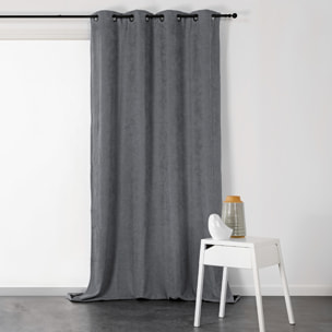 Rideau à Oeillets Isolant et Déperlant  - Effet Velours - Gris anthracite