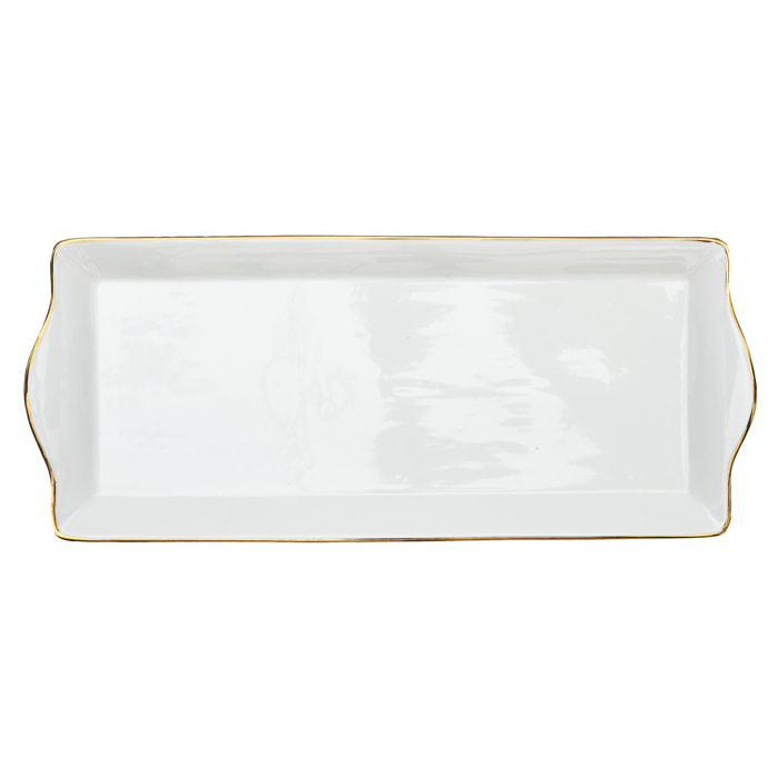 Plat De Service Porcelaine Lisere Dore 34x14cm2