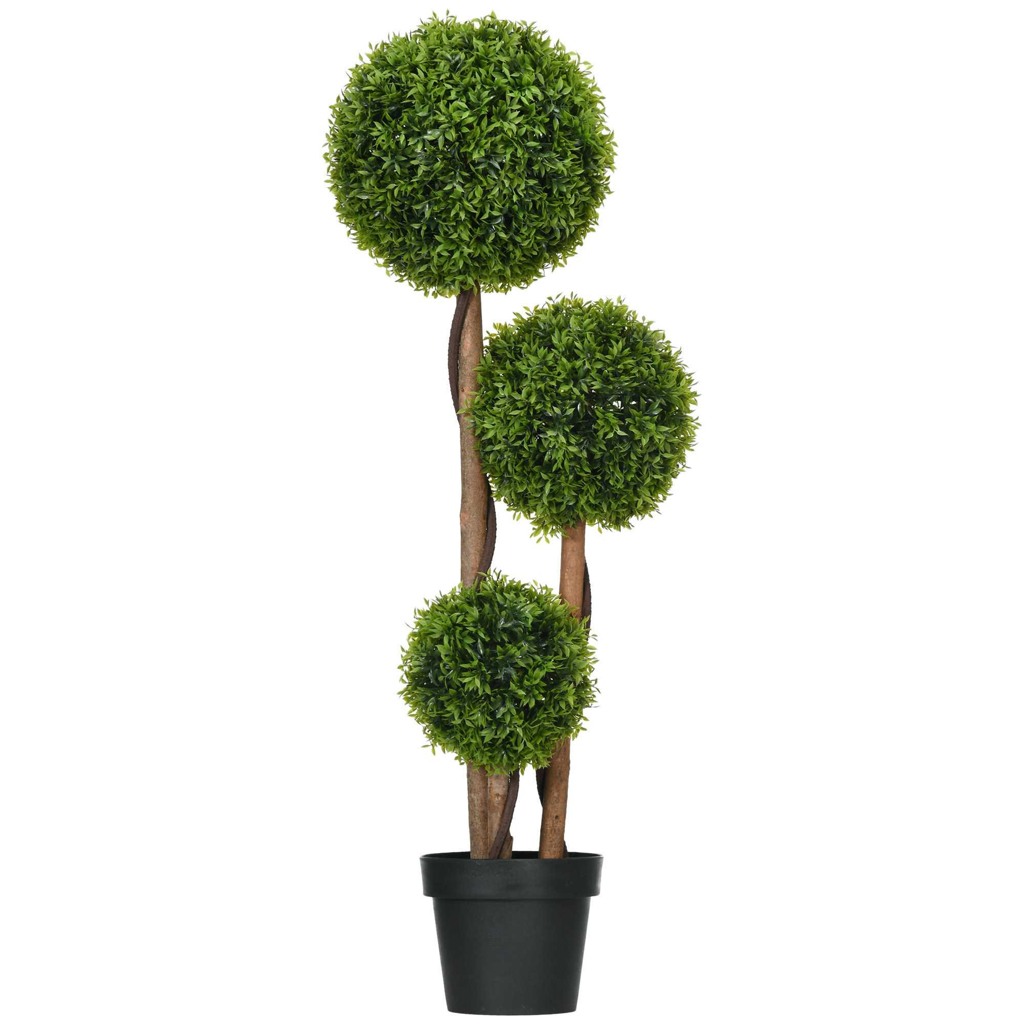 Buis artificiel topiaire artificielle 3 boules H. 110 cm pot inclus