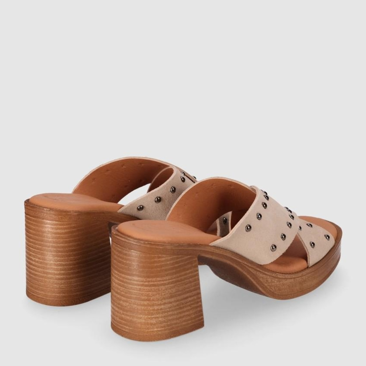 Sandalias de Serraje - Arena - Tacón: 8 cm