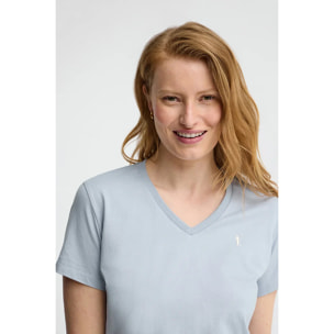 Maglietta azzurro a maniche corte e scollo a V con ricamo Rigby Go