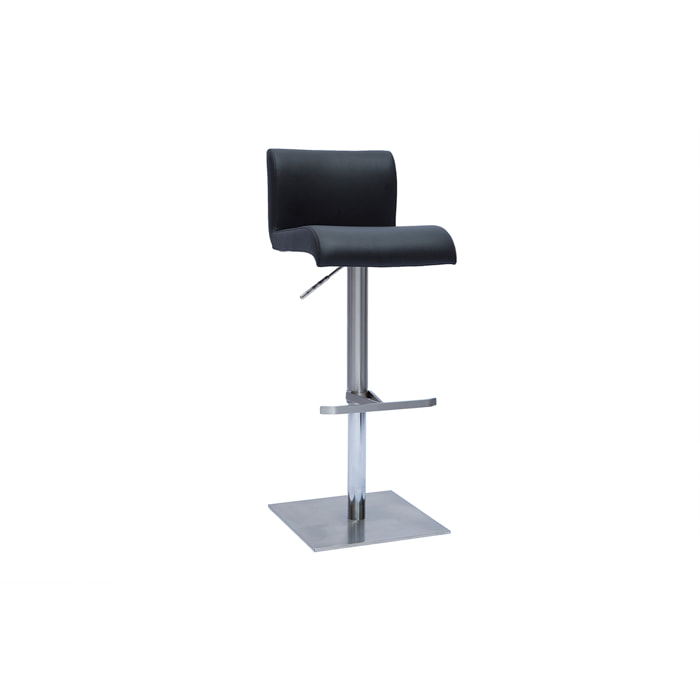 Tabouret de bar design réglable noir et inox brossé SHEINA