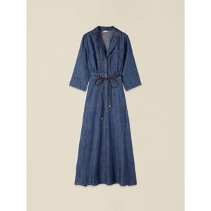 Oltre - Vestido largo efecto denim - Azul