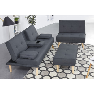 Canapé scandinave convertible 5 places en tissu gris ORLANDO