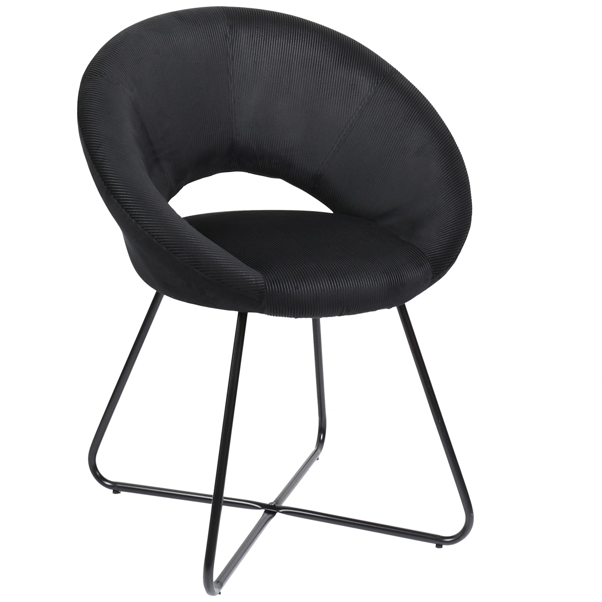 Fauteuil Rond Velours Cotele Giulia Noir