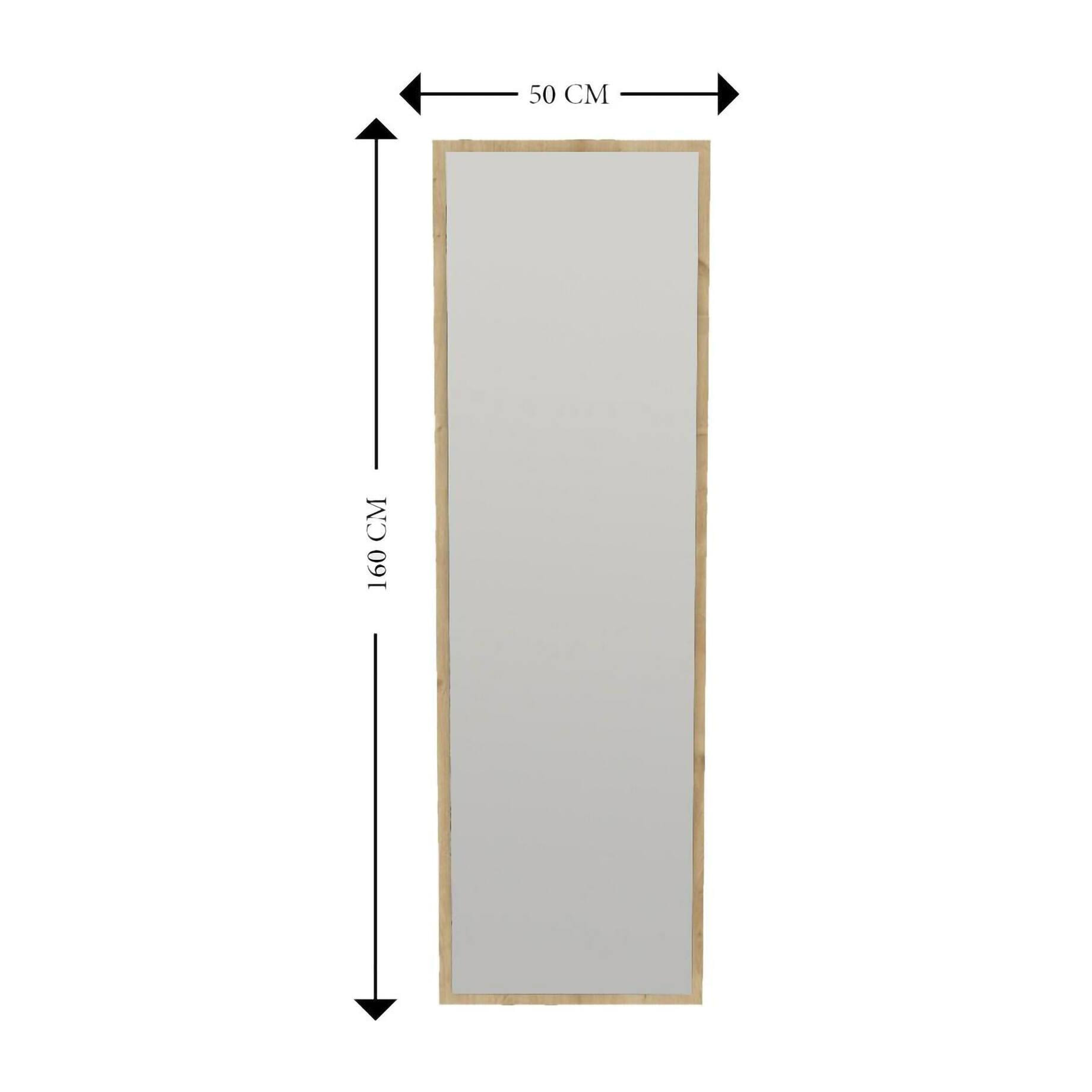 Specchio Dcarrier, Specchiera, Articolo d'arredo a muro, Decorazione con specchio, 50x2h160 cm, Rovere