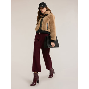 Motivi - Chaqueta de efecto peluche con inserciones - Beige