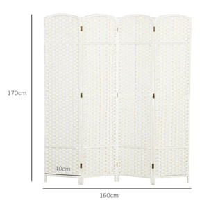 Biombo de 4 Paneles Separador de Ambientes Plegable 160x170 cm Biombo Separador de Ambientes para Salón Dormitorio Oficina