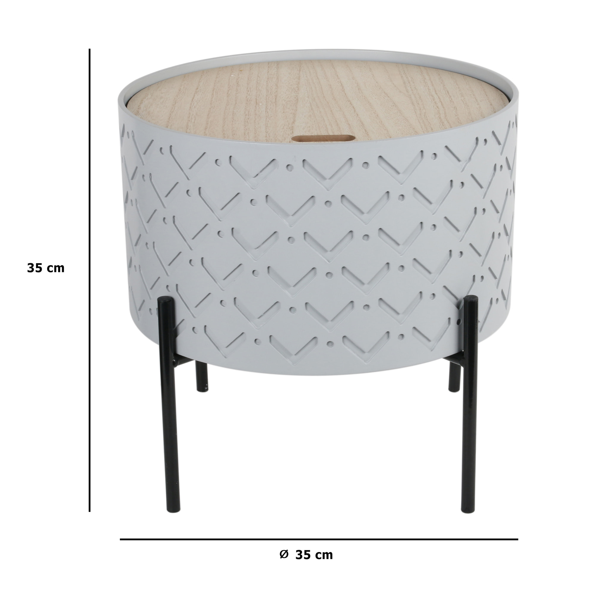 Table D Appoint Coffre Bois A Motif Gris