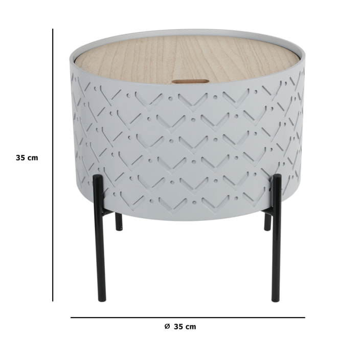 Table D Appoint Coffre Bois A Motif Gris