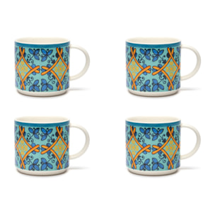 Set 4 Tazze Tè Excelsa – Trinacria, New Bone China Multicolore