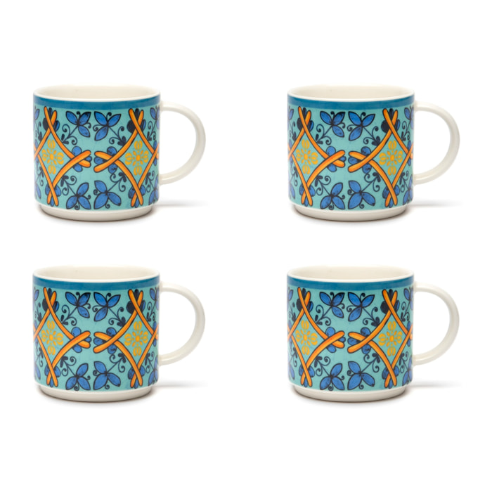 Set 4 Tazze Tè Excelsa – Trinacria, New Bone China Multicolore