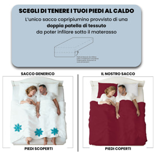 PARURE COPRIPIUMINO NATURAL COLOR, 100% Cotone, Made in Italy - BORDEAUX/GRIGIO CHIARO