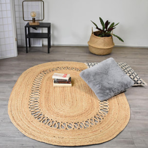 Tapis jute fait main motif géométrique JEDU