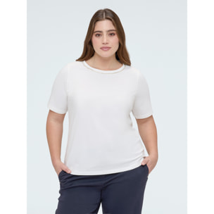 Fiorella Rubino - T-shirt in cotone con applicazioni luminose - Bianco