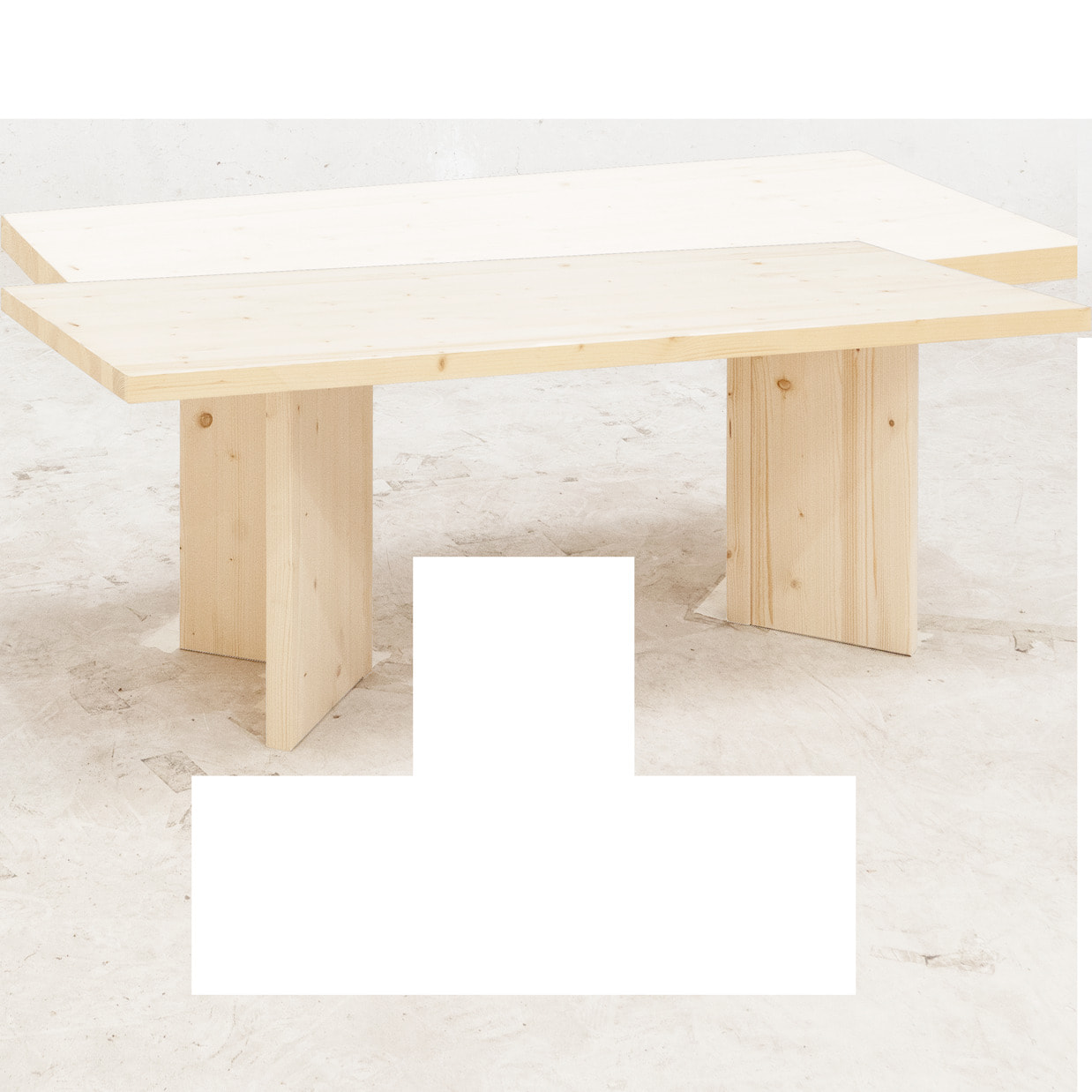 Table de salle à manger en bois massif en ton naturel en différentes tailles