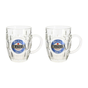 Lot de 2 chopes à bière 54cl en verre