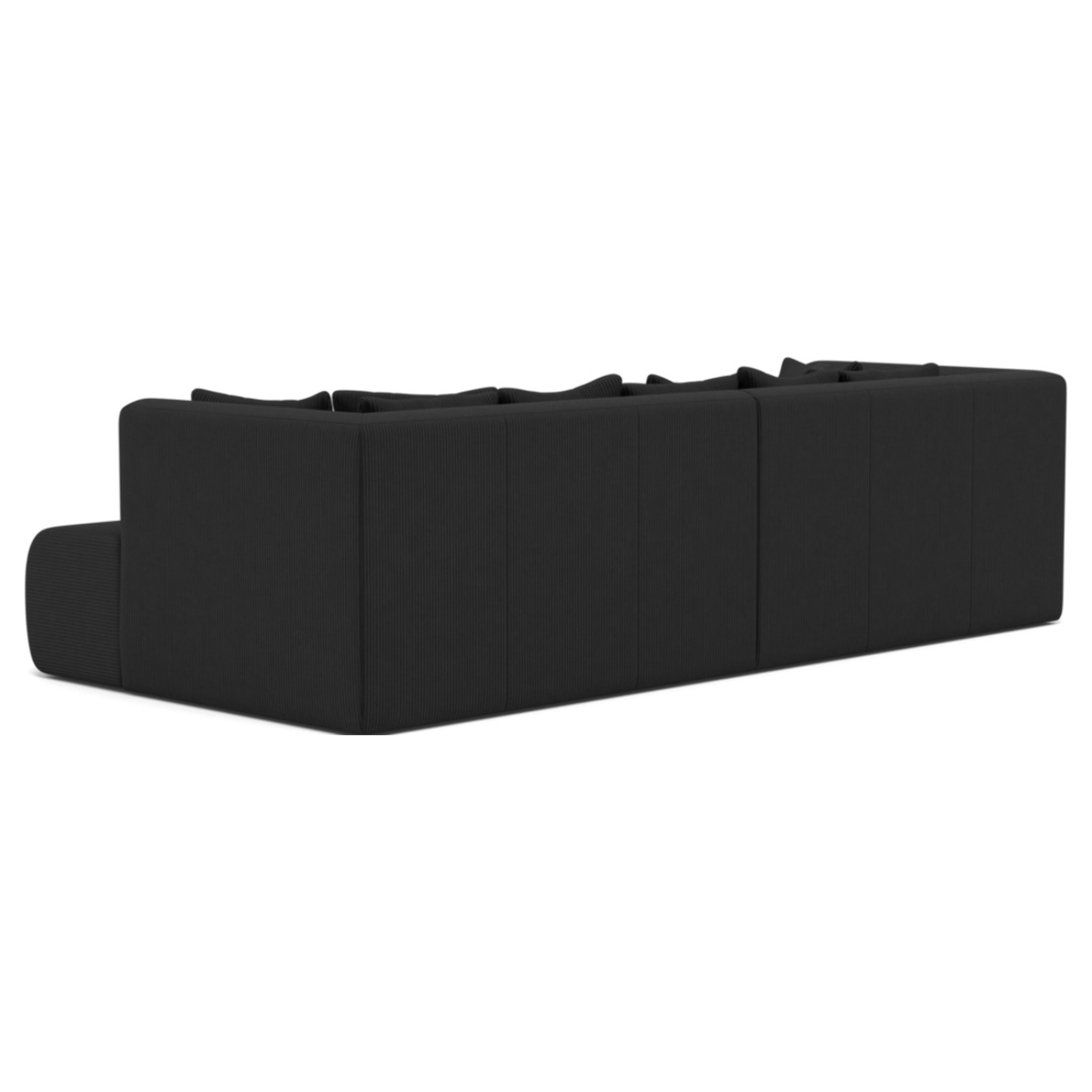 Onyx - canapé droit 4 places avec double méridienne - assise profonde - en velours côtelé - Noir