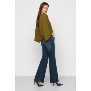 Kocca - Jeans da donna a zampa a vita alta con effetto slavato Donna