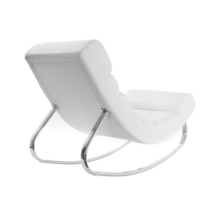 Rocking chair design blanc et acier chromé TAYLOR