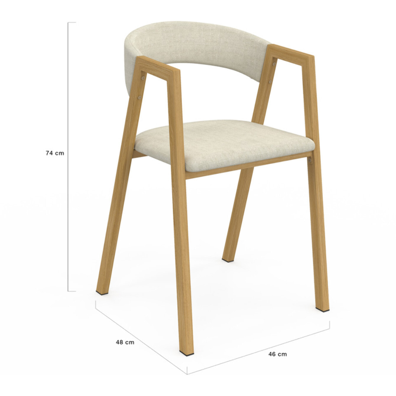 Chaises Enola en tissu beige et pieds effet bois - lot de 4