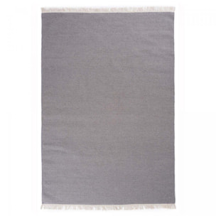 Tapis Kilim tissé à la main en laine uni gris