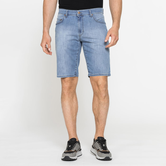 BERMUDA 5 TASCHE IN JEANS LEGGERO ELASTICIZZATO
