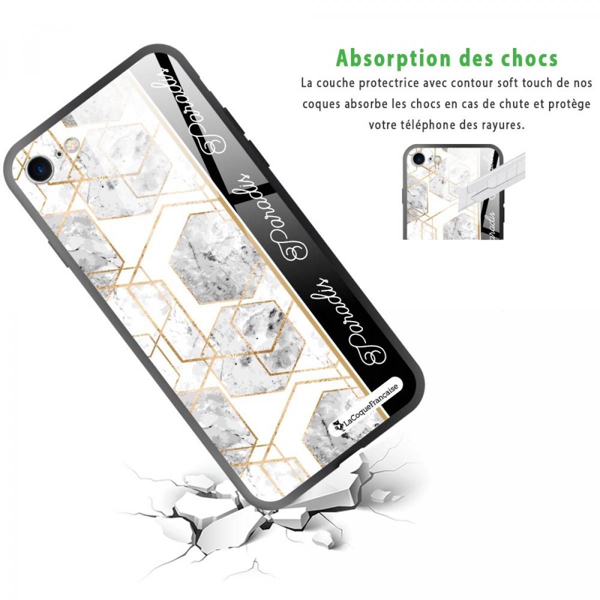 Coque iPhone 7/8/ iPhone SE 2020/ 2022 Coque Soft Touch Glossy Marbre Noir Paradis Design La Coque Francaise