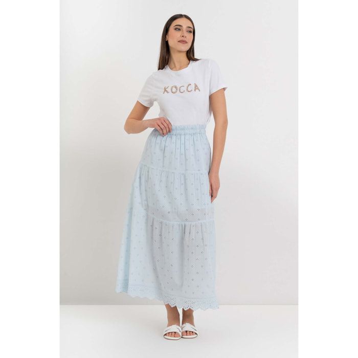 Kocca - Gonna lunga a balze da donna in cotone con ricamo floreale Donna