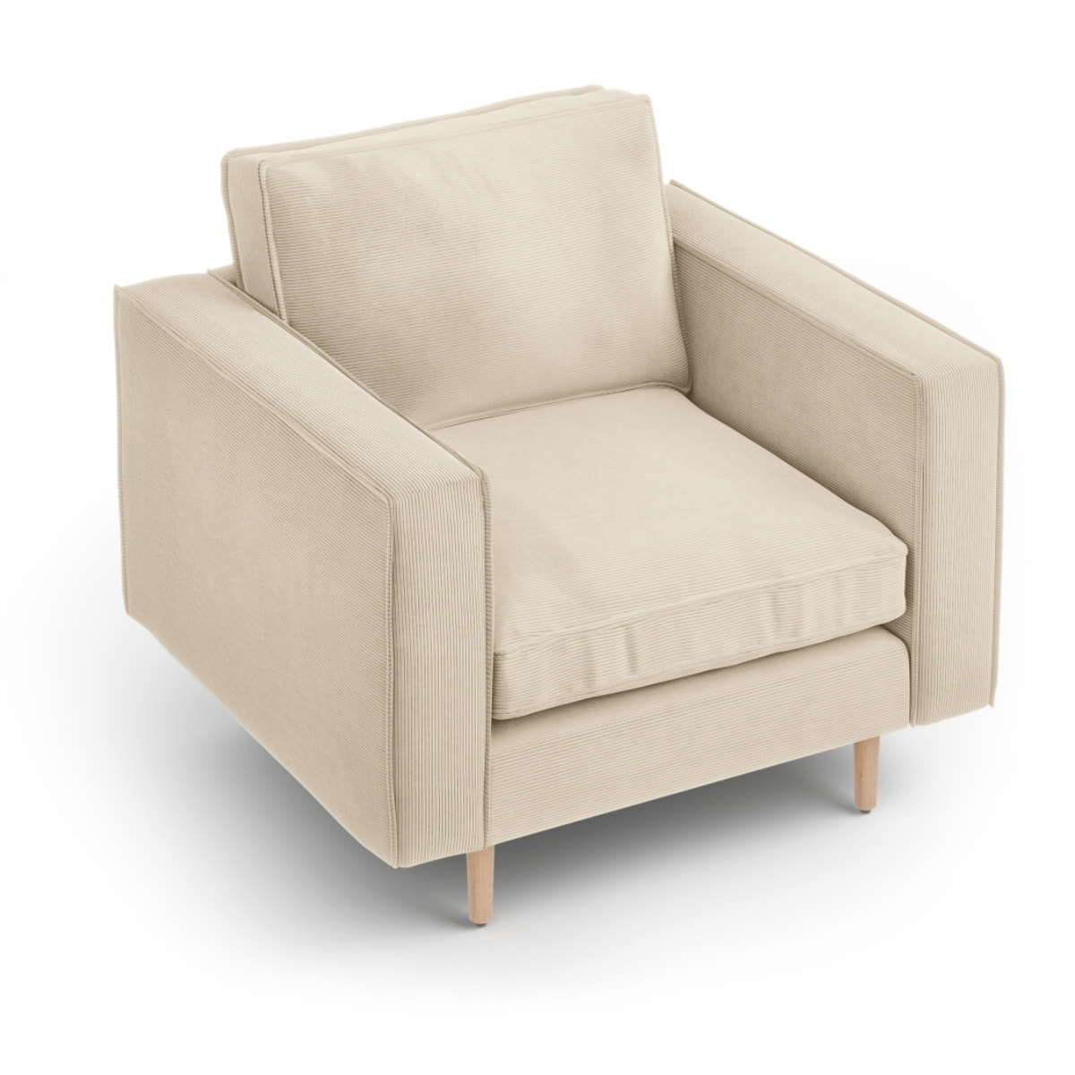 Fauteuil "Alexis" en velours côtelé beige clair