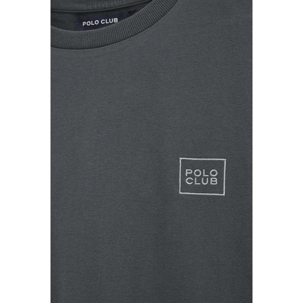 Camiseta gris piedra de corte recto con parche Polo Club