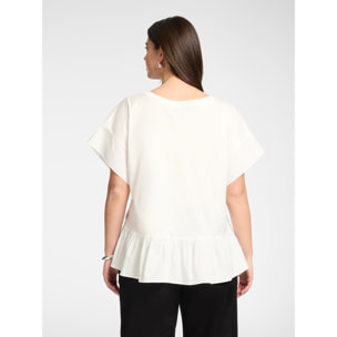 Elena Mirò - T-shirt con volant al fondo - Bianco