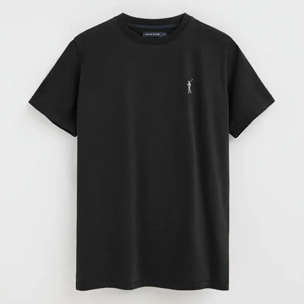 Camiseta negra de manga corta con logo engomado Rigby Go
