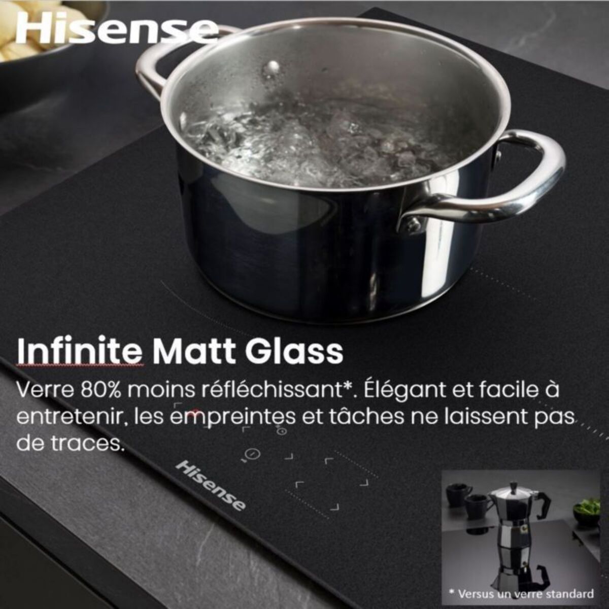 Plaque induction aspirante HISENSE HEH8443BSRWF InfiniteMattGlass
