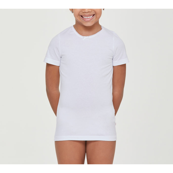 T-shirt girocollo bimba in cotone organico