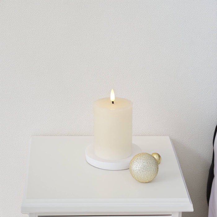 vela led de cera con temporizador en color marfil ø7,5x10cm