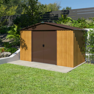 Abri de jardin métal aspect bois Yardmaster 5,3 m² + kit d'ancrage