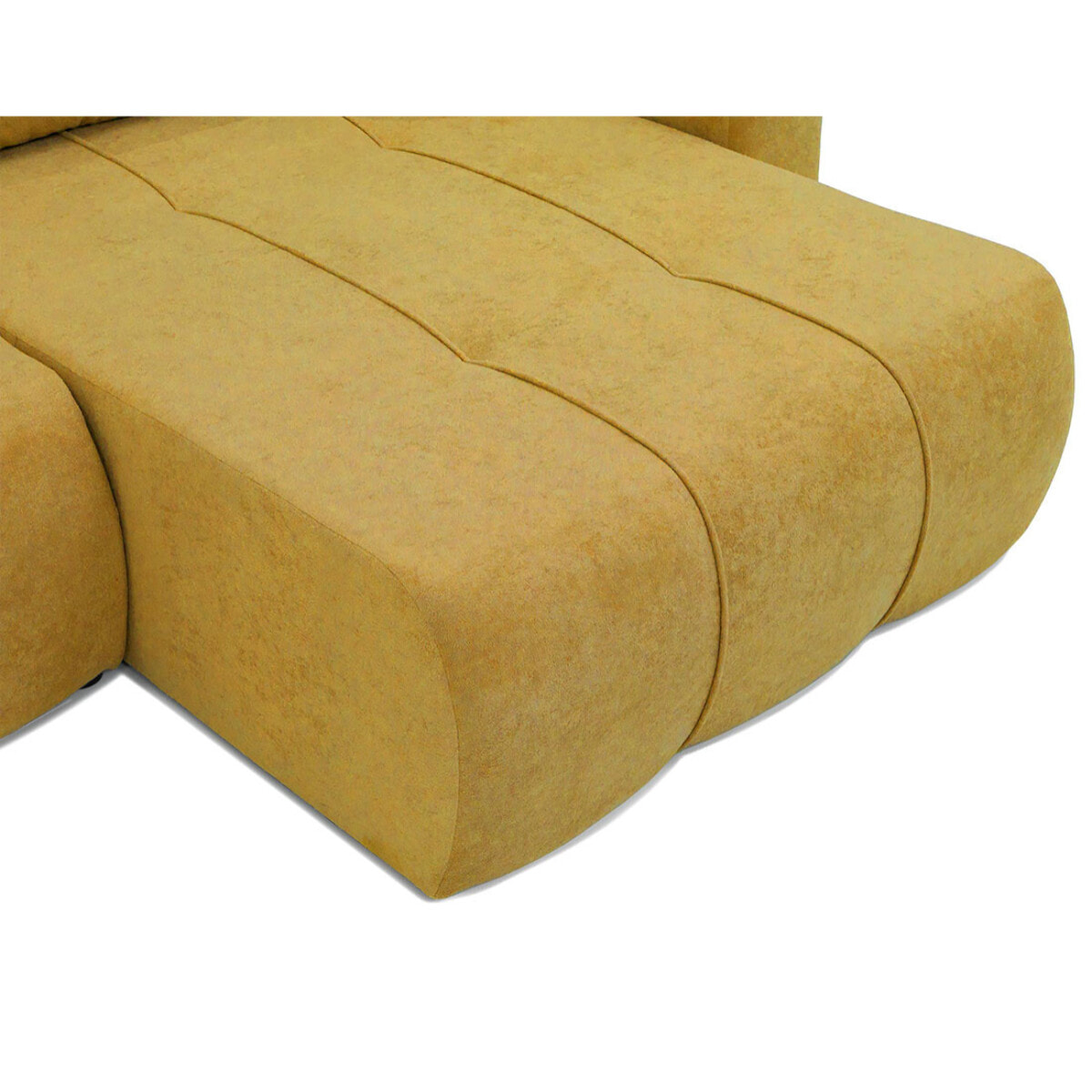 Nicole - Canapé d'angle réversible 5 places convertible avec coffre en tissu - Jaune