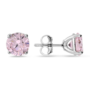 Orecchini Punto Luce in Argento 925 con Cubic Zirconia Rosa