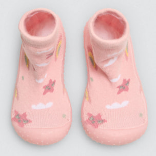 Sneaker a calzino con stampa arcobaleno e stelle