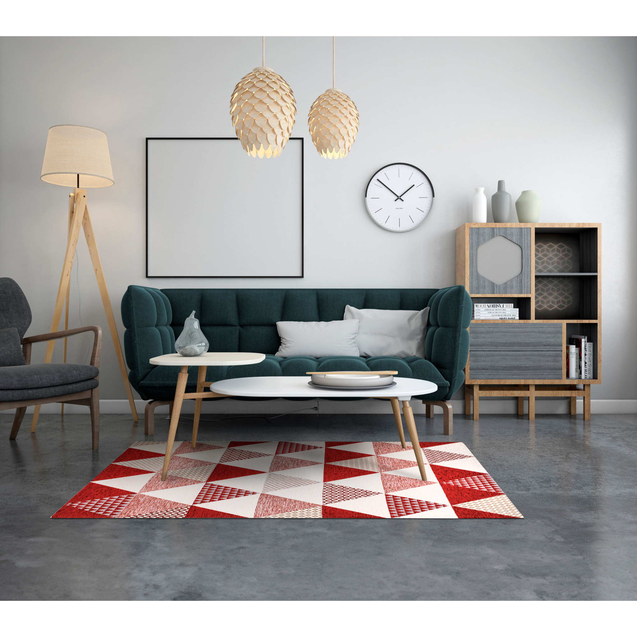 TAPPETO ARREDO TRIANGOLI ROSSO DONGIOVANNI CON FONDO ANTISCIVOLO