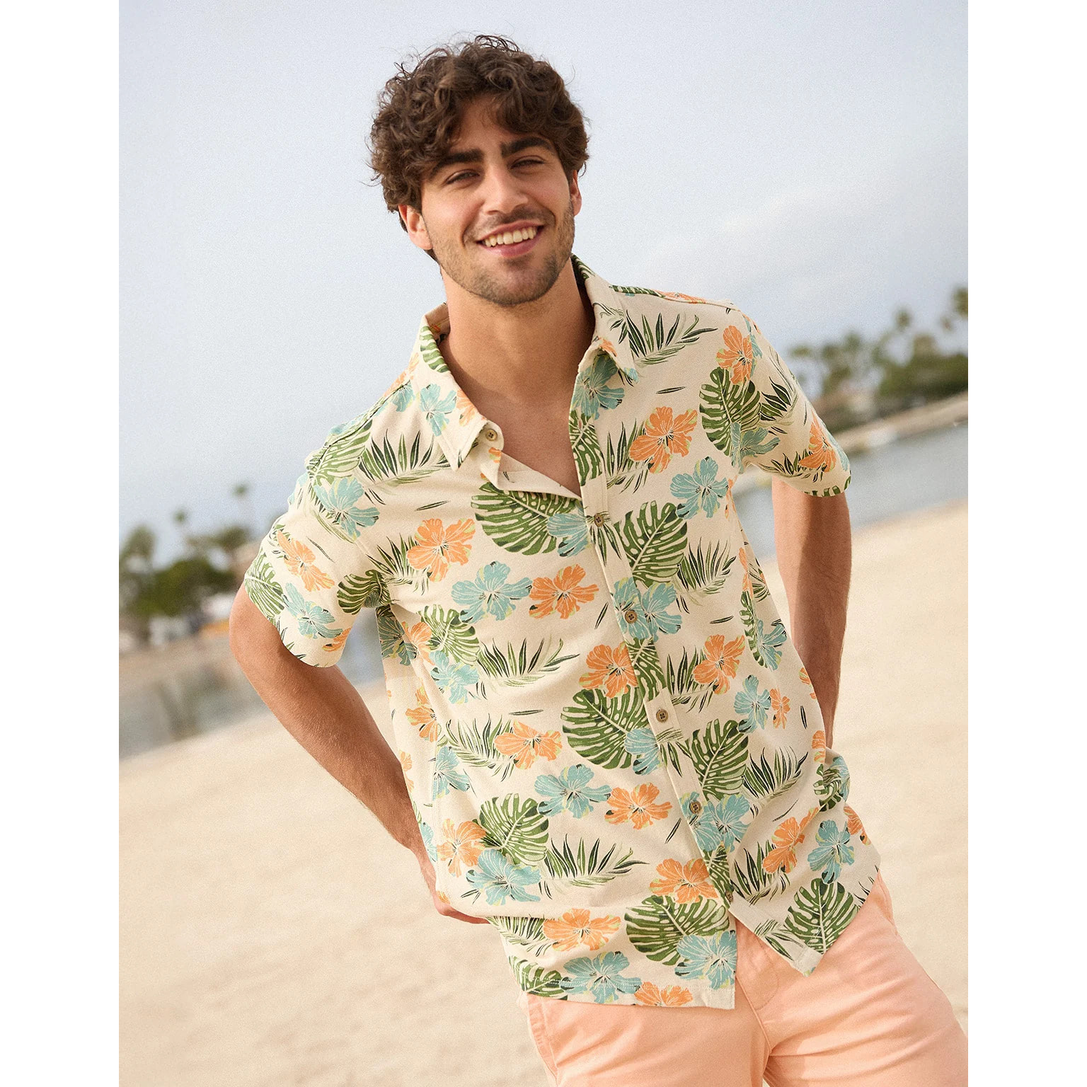 Camisa Manga Corta Beige - Thunder