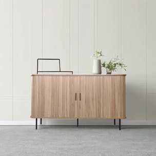 Buffet en bois cannelé à portes coulissantes 140cm AMINA