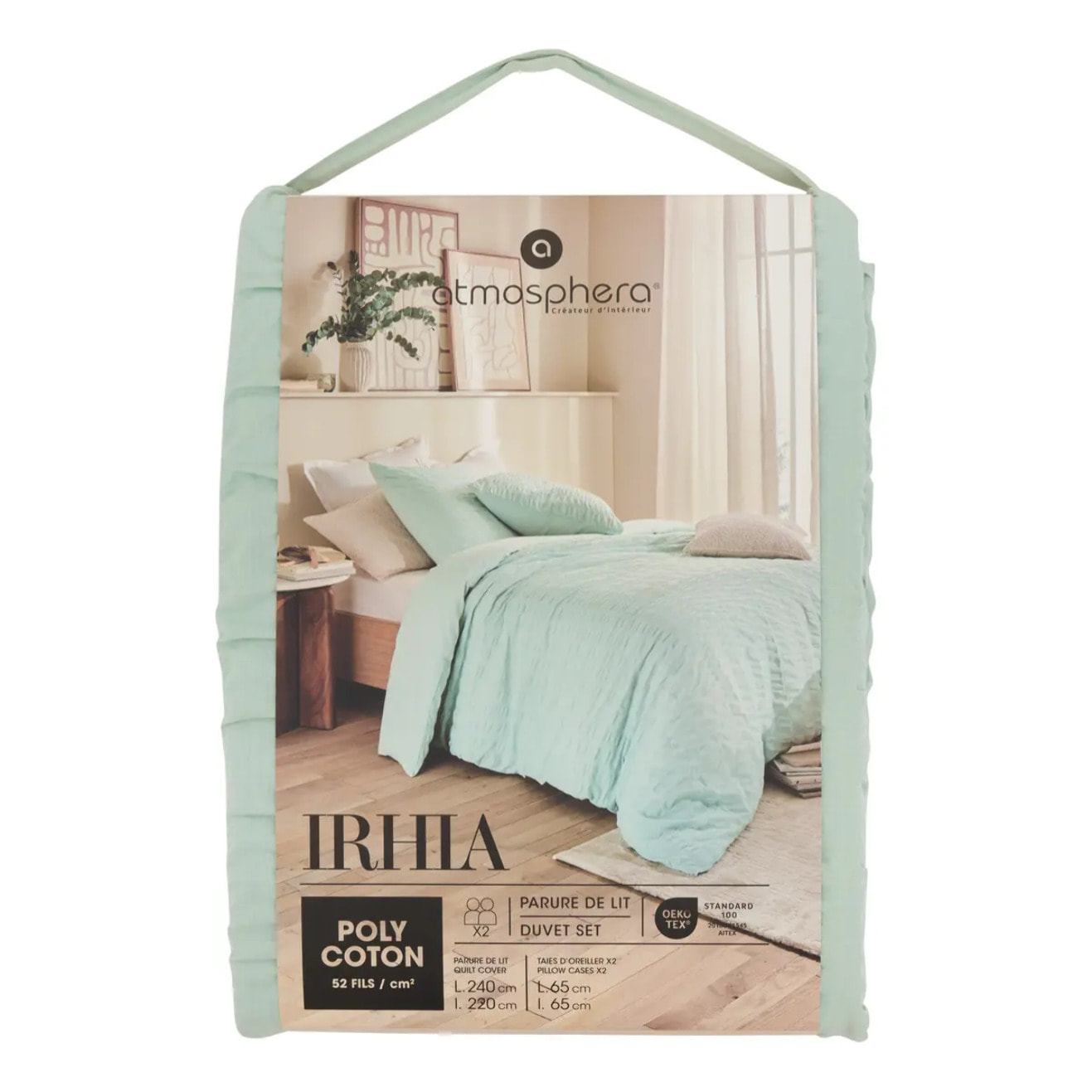 Parure de lit Irhia 240x220cm vert céladon