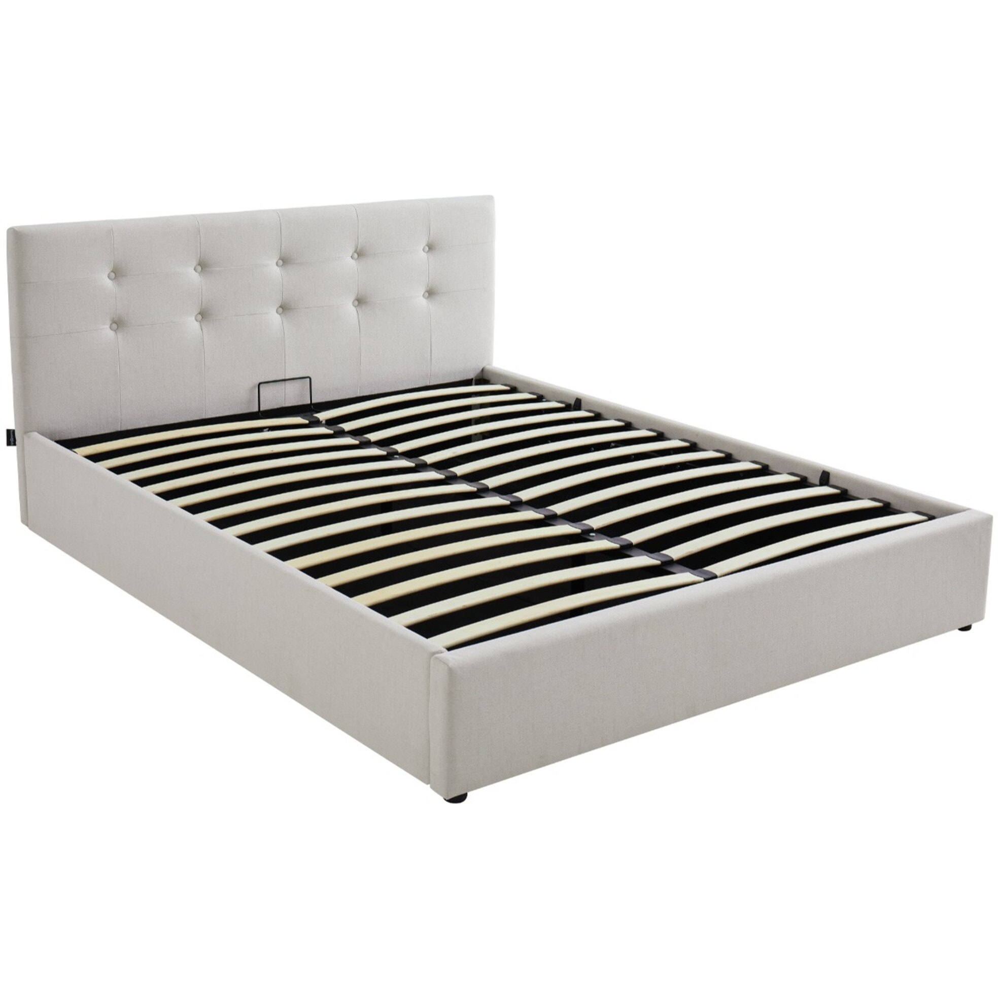 Lit coffre avec tête de lit en tissu - TINA