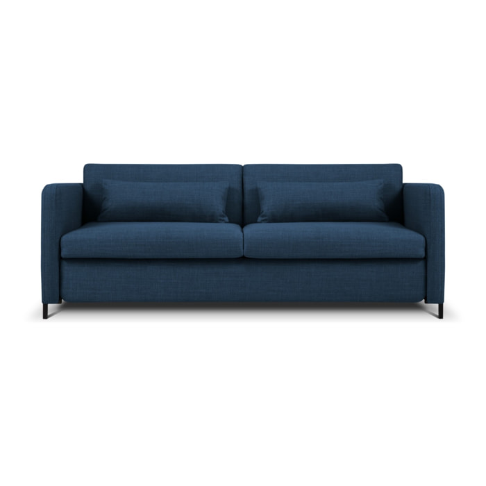 Canapé convertible "Yanis" 3 places en tissu structurel bleu