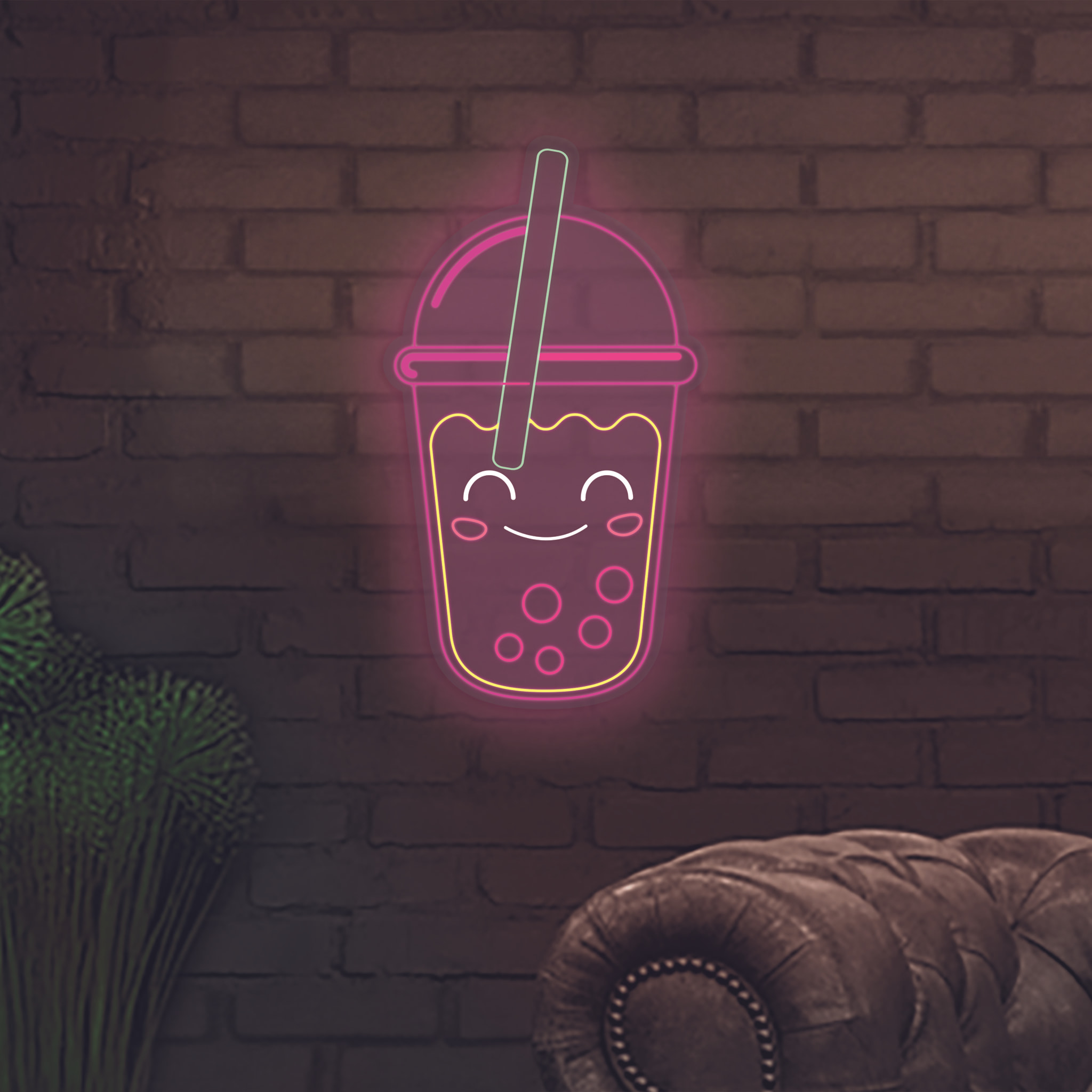 Lampe Kawai Bubble Tea Effet Neon