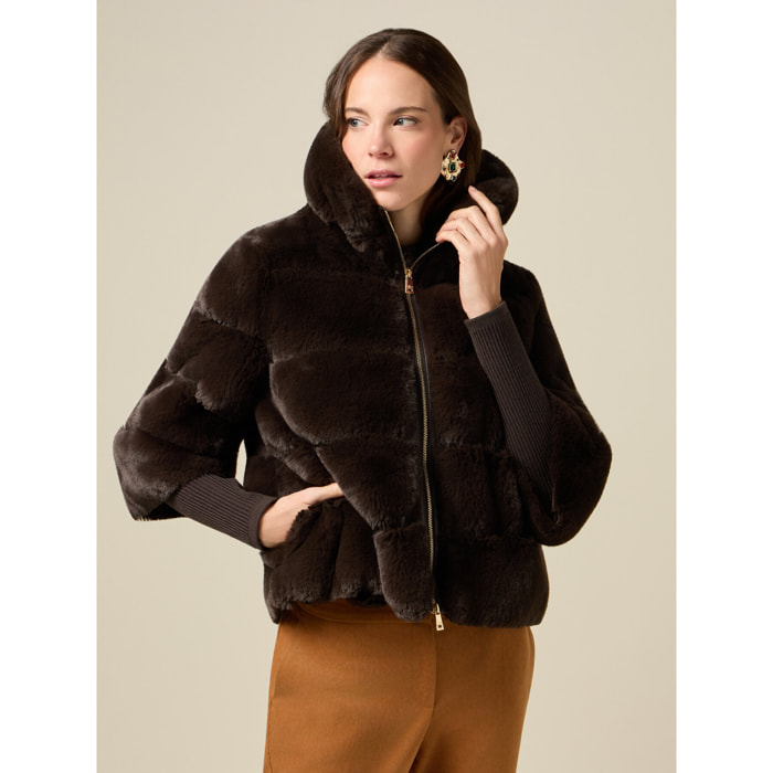 Oltre - Chaqueta en tejido peludo - Marrón