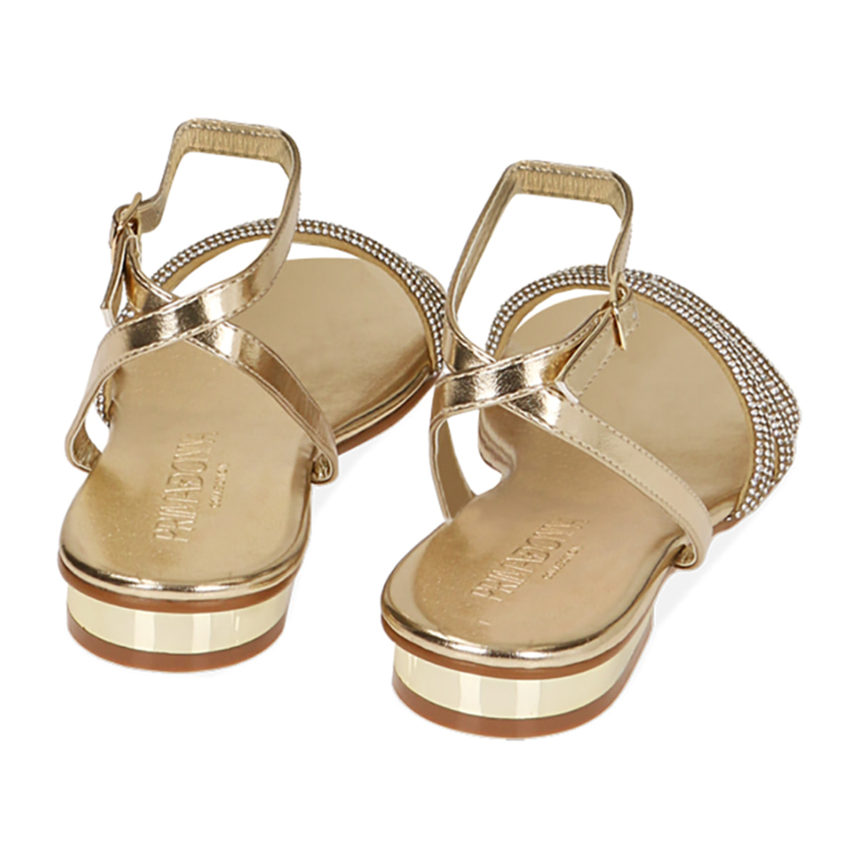 Sandalias doradas con brillos