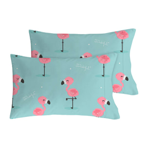 2 Fundas de almohada Mr.Wonderful Flamingos 50x80 cm - 100% algodón -